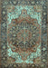 Machine Washable Persian Light Blue Traditional Rug, wshtr2938lblu