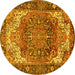 Round Persian Yellow Traditional Rug, tr2938yw