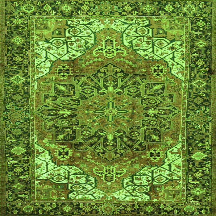 Round Machine Washable Persian Green Traditional Area Rugs, wshtr2938grn