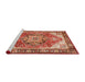 Sideview of Machine Washable Traditional Sand Brown Rug, wshtr2939