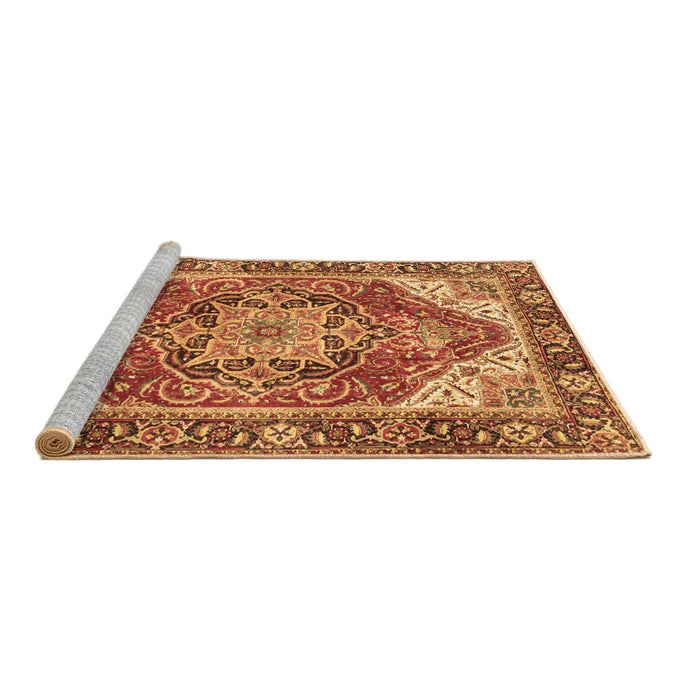 Sideview of Machine Washable Persian Brown Traditional Rug, wshtr2939brn