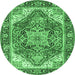 Round Persian Emerald Green Traditional Rug, tr2939emgrn