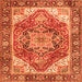 Round Machine Washable Persian Orange Traditional Area Rugs, wshtr2939org