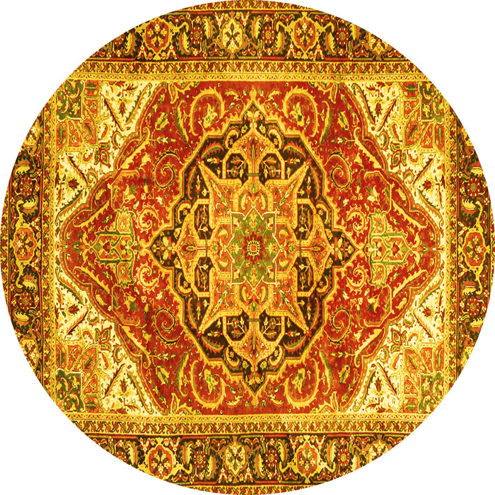 Round Persian Yellow Traditional Rug, tr2939yw