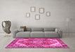 Machine Washable Persian Pink Traditional Rug in a Living Room, wshtr2939pnk