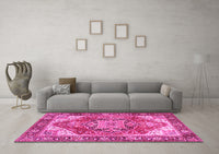 Machine Washable Persian Pink Traditional Rug, wshtr2939pnk