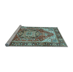 Sideview of Machine Washable Persian Light Blue Traditional Rug, wshtr2939lblu