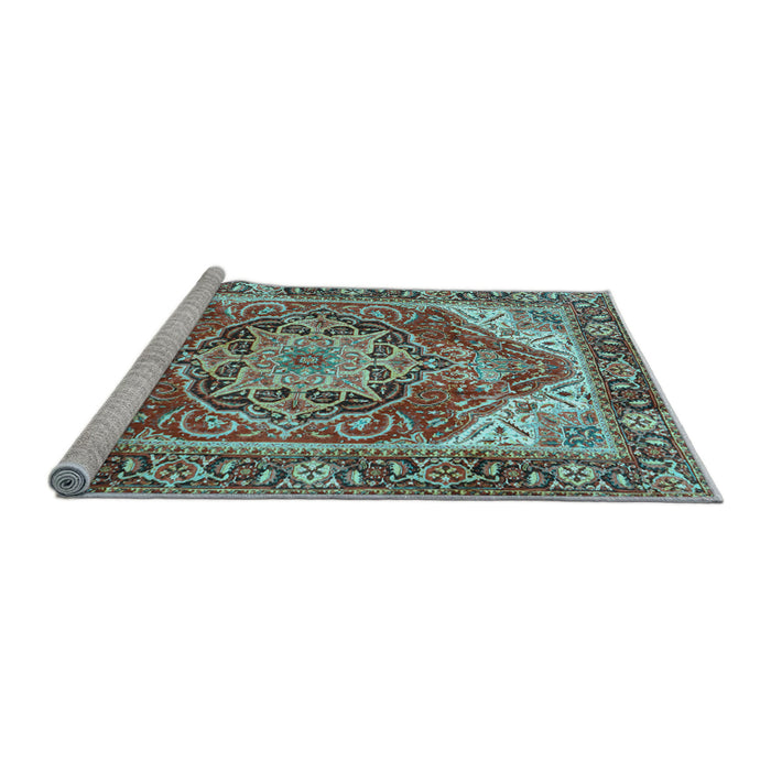 Sideview of Machine Washable Persian Light Blue Traditional Rug, wshtr2939lblu