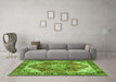 Machine Washable Persian Green Traditional Area Rugs in a Living Room,, wshtr2939grn