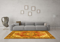 Machine Washable Persian Yellow Traditional Rug, wshtr2939yw