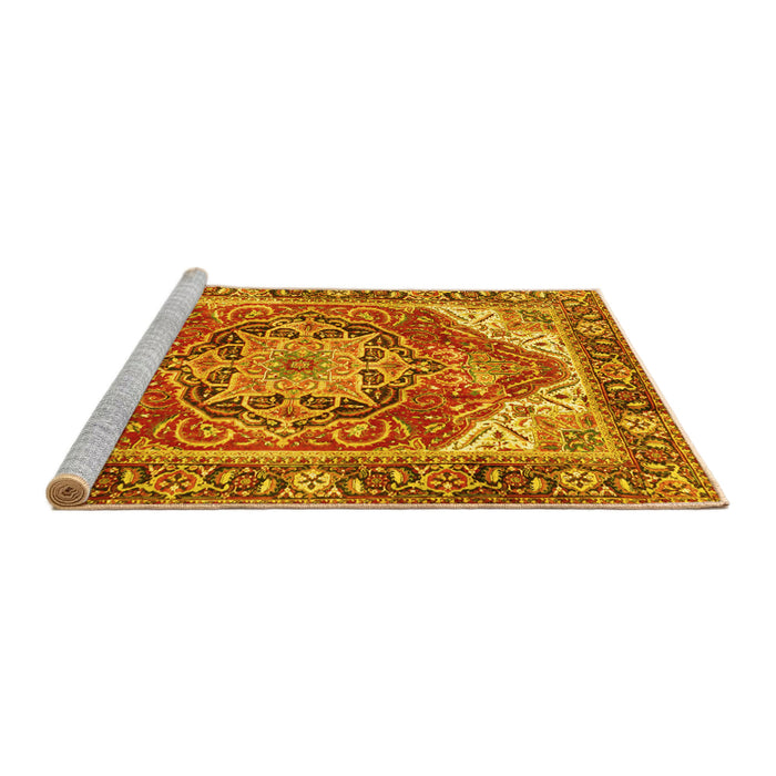 Sideview of Machine Washable Persian Yellow Traditional Rug, wshtr2939yw