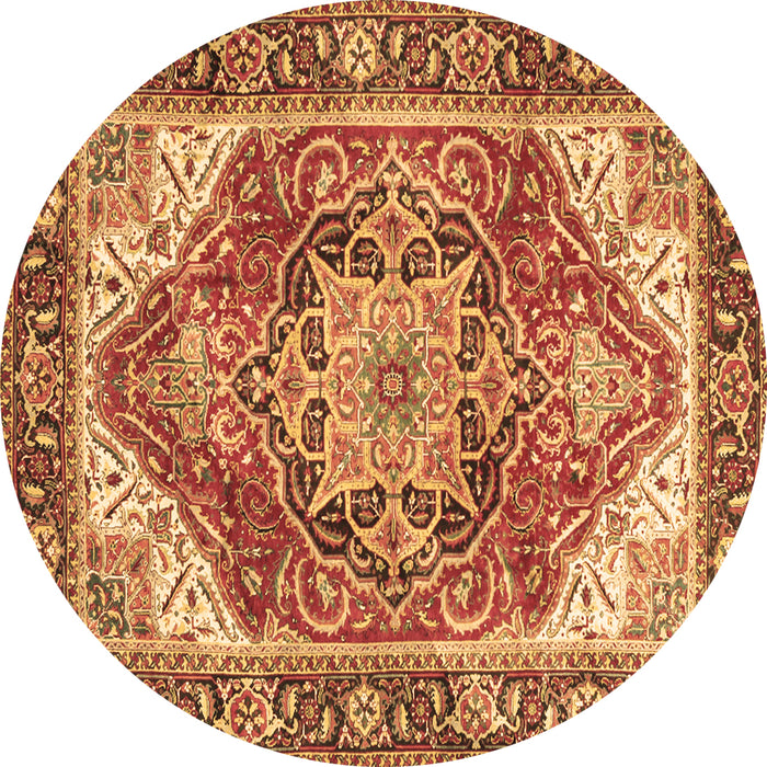 Round Persian Brown Traditional Rug, tr2939brn