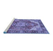 Sideview of Machine Washable Persian Blue Traditional Rug, wshtr2939blu