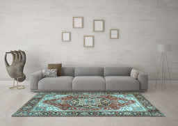 Machine Washable Persian Light Blue Traditional Rug in a Living Room, wshtr2939lblu