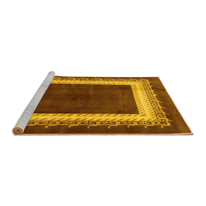 Sideview of Machine Washable Persian Yellow Traditional Rug, wshtr293yw