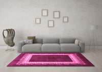 Machine Washable Persian Pink Traditional Rug, wshtr293pnk