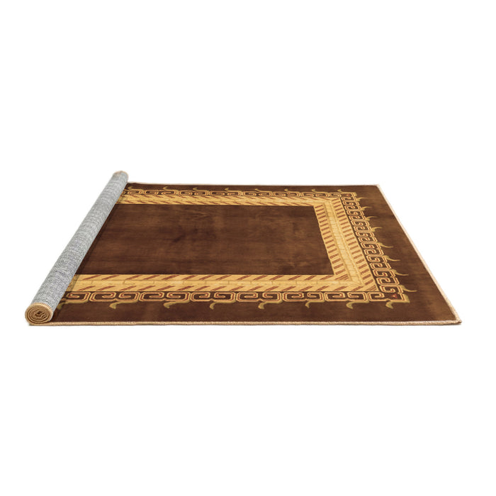 Sideview of Machine Washable Persian Brown Traditional Rug, wshtr293brn