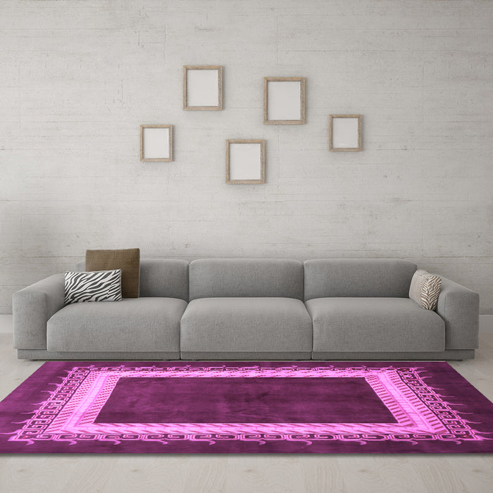 Machine Washable Persian Purple Traditional Area Rugs in a Living Room, wshtr293pur