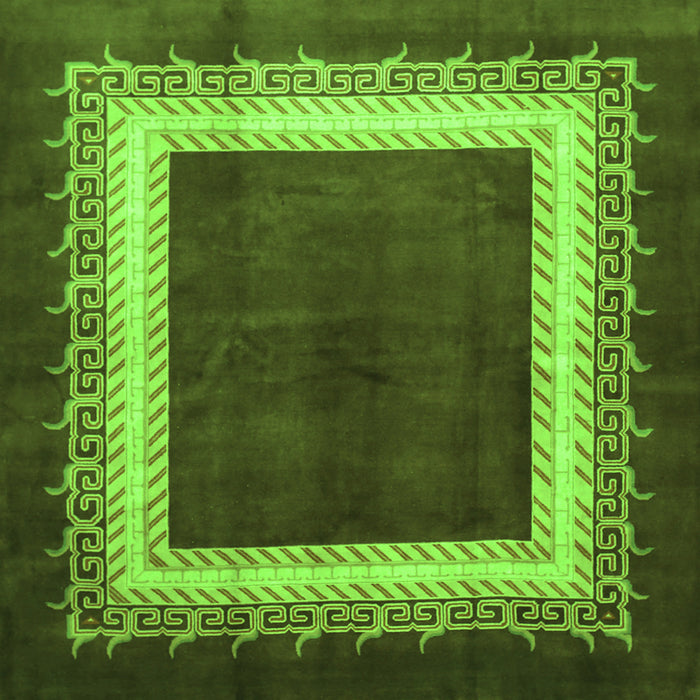 Round Machine Washable Persian Green Traditional Area Rugs, wshtr293grn