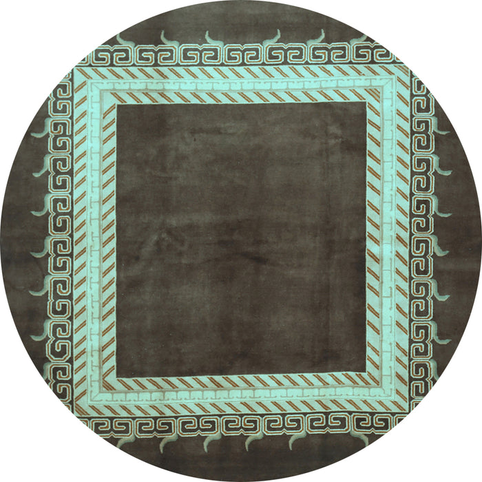 Round Machine Washable Persian Light Blue Traditional Rug, wshtr293lblu