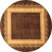 Round Persian Brown Traditional Rug, tr293brn