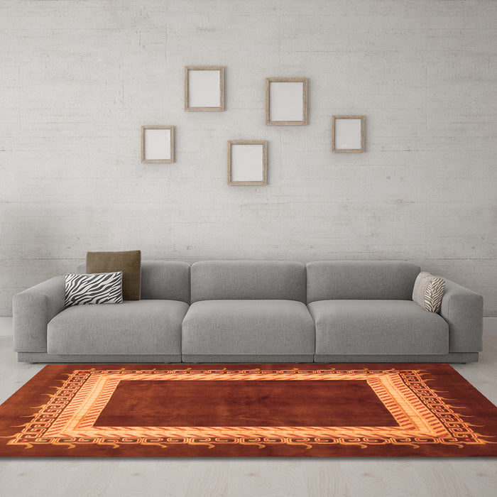 Machine Washable Persian Orange Traditional Area Rugs in a Living Room, wshtr293org