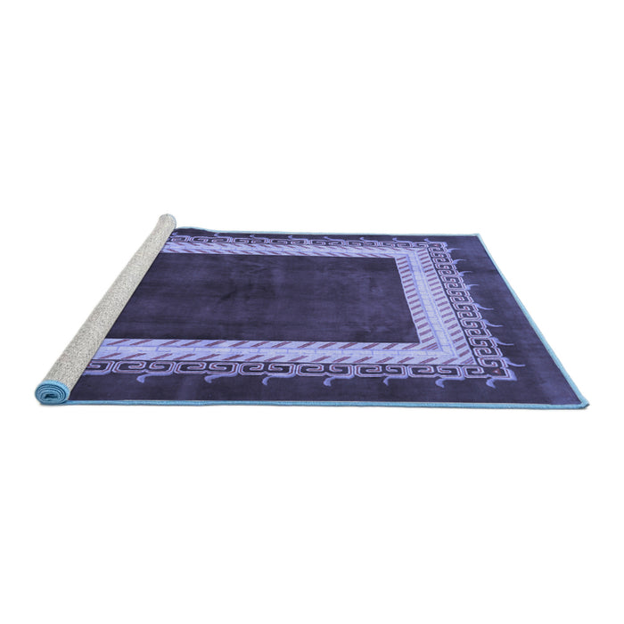 Sideview of Machine Washable Persian Blue Traditional Rug, wshtr293blu