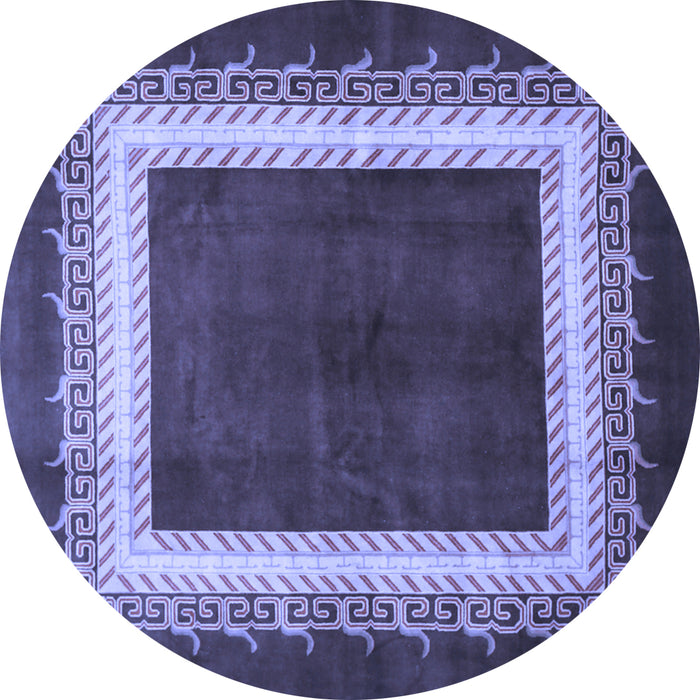 Round Machine Washable Persian Blue Traditional Rug, wshtr293blu
