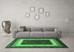 Machine Washable Persian Emerald Green Traditional Area Rugs in a Living Room,, wshtr293emgrn