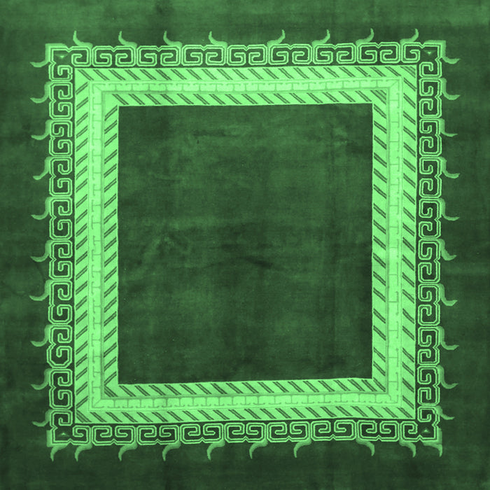 Square Machine Washable Persian Emerald Green Traditional Area Rugs, wshtr293emgrn