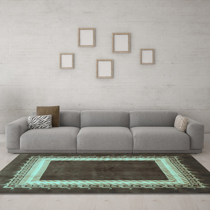 Machine Washable Persian Light Blue Traditional Rug in a Living Room, wshtr293lblu
