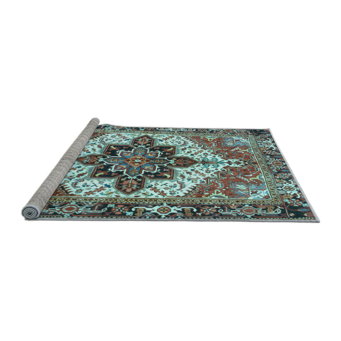 Sideview of Machine Washable Persian Light Blue Traditional Rug, wshtr2940lblu