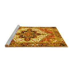 Sideview of Machine Washable Persian Yellow Traditional Rug, wshtr2940yw