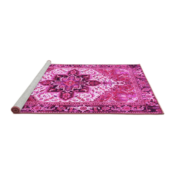 Sideview of Machine Washable Persian Pink Traditional Rug, wshtr2940pnk