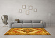 Machine Washable Persian Yellow Traditional Rug in a Living Room, wshtr2940yw