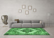 Machine Washable Persian Emerald Green Traditional Area Rugs in a Living Room,, wshtr2940emgrn