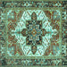 Square Persian Turquoise Traditional Rug, tr2940turq