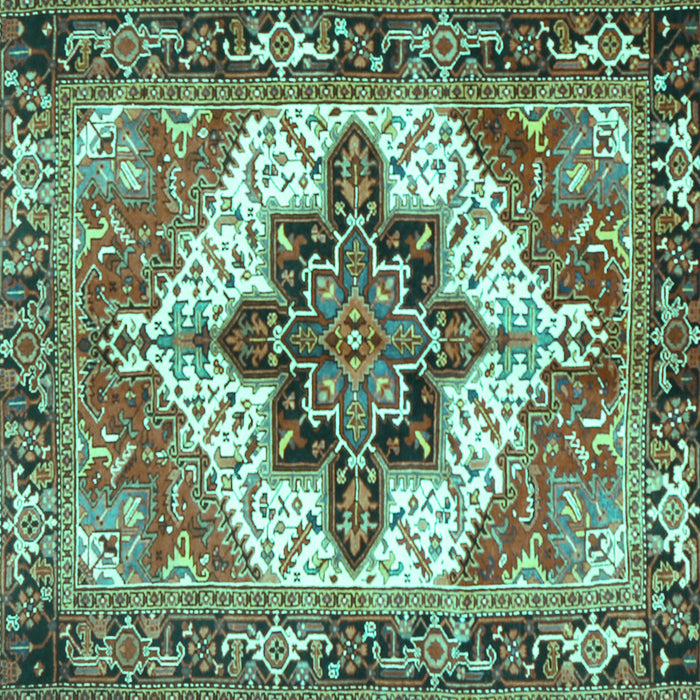 Square Machine Washable Persian Turquoise Traditional Area Rugs, wshtr2940turq