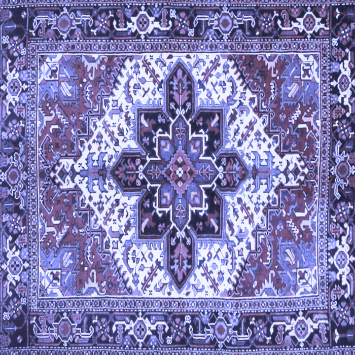 Square Machine Washable Persian Blue Traditional Rug, wshtr2940blu