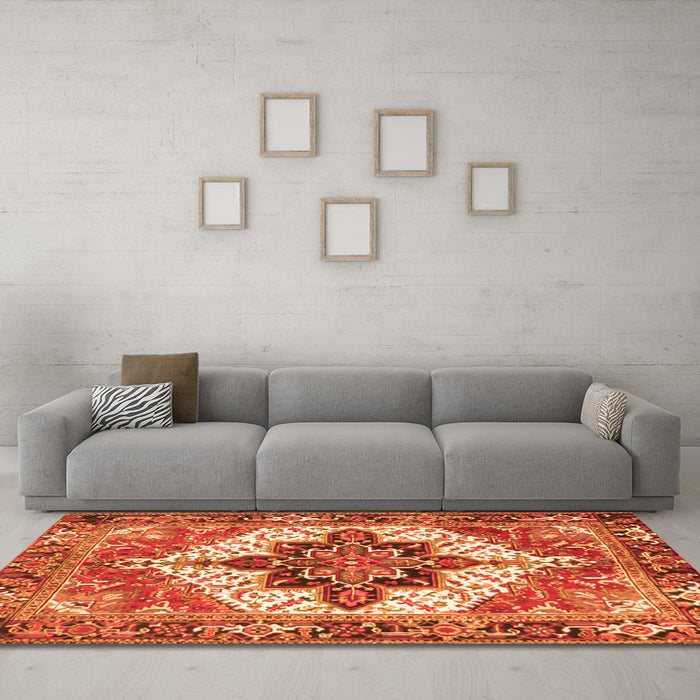 Machine Washable Persian Orange Traditional Area Rugs in a Living Room, wshtr2940org
