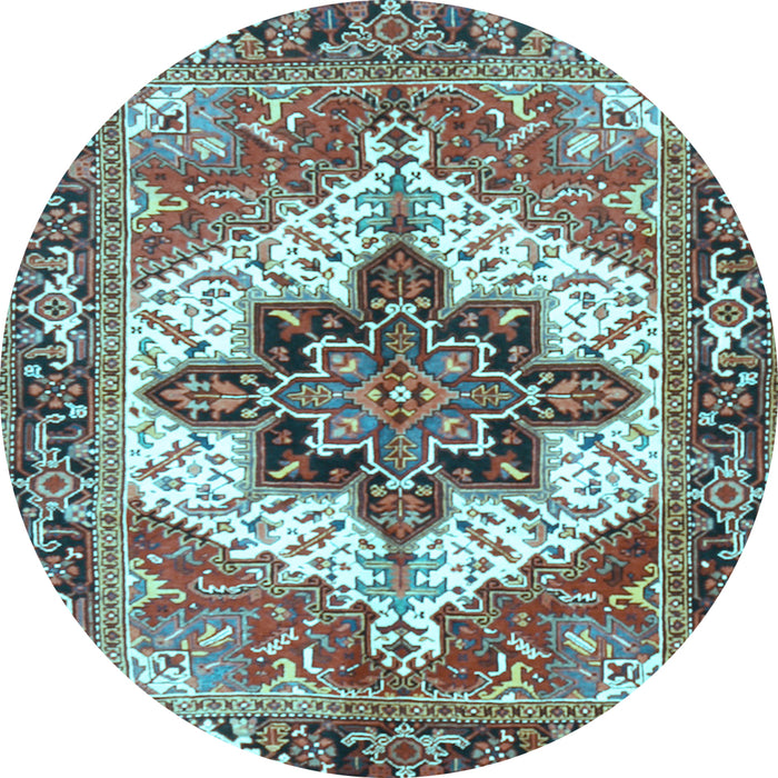 Round Machine Washable Persian Light Blue Traditional Rug, wshtr2940lblu