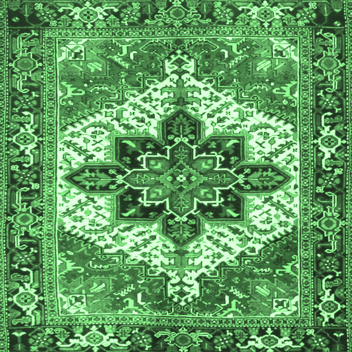 Square Machine Washable Persian Emerald Green Traditional Area Rugs, wshtr2940emgrn