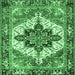 Square Machine Washable Persian Emerald Green Traditional Area Rugs, wshtr2940emgrn