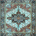 Square Machine Washable Persian Light Blue Traditional Rug, wshtr2940lblu