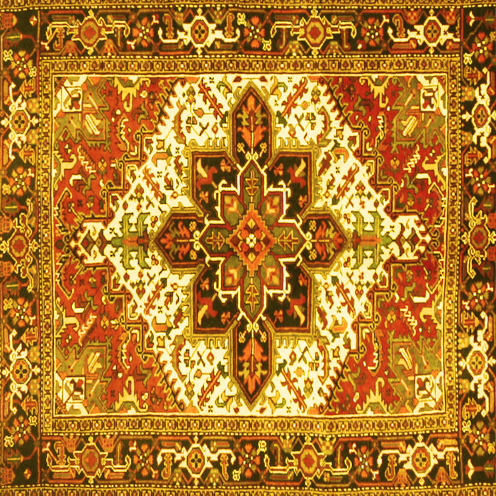 Square Machine Washable Persian Yellow Traditional Rug, wshtr2940yw