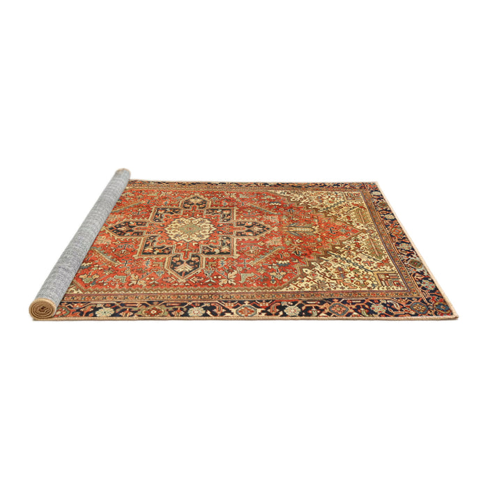 Sideview of Machine Washable Traditional Mahogany Brown Rug, wshtr2941