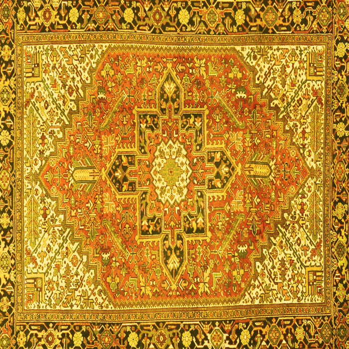 Square Machine Washable Persian Yellow Traditional Rug, wshtr2941yw