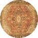 Round Persian Brown Traditional Rug, tr2941brn