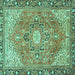 Square Machine Washable Persian Turquoise Traditional Area Rugs, wshtr2941turq