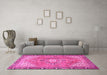 Machine Washable Persian Pink Traditional Rug in a Living Room, wshtr2941pnk